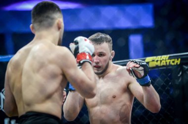 Kiev, Ukrayna - 02 Mart 2019: Lazarevich Eduard mma savaşçıları 