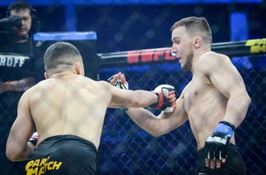 Kiev, Ukrayna - 02 Mart 2019: Lazarevich Eduard mma savaşçıları 