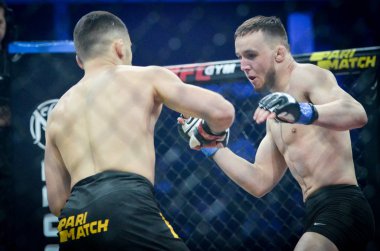 Kiev, Ukrayna - 02 Mart 2019: Lazarevich Eduard mma savaşçıları 