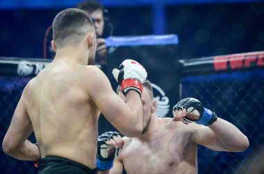 Kiev, Ukrayna - 02 Mart 2019: Lazarevich Eduard mma savaşçıları 