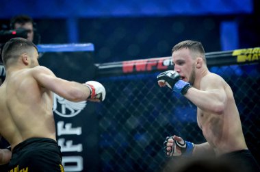 Kiev, Ukrayna - 02 Mart 2019: Lazarevich Eduard mma savaşçıları 