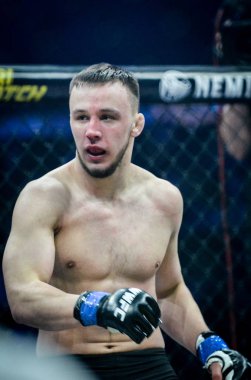 Kiev, Ukrayna - 02 Mart 2019: Lazarevich Eduard mma savaşçıları 
