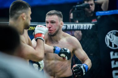 Kiev, Ukrayna - 02 Mart 2019: Lazarevich Eduard mma savaşçıları 