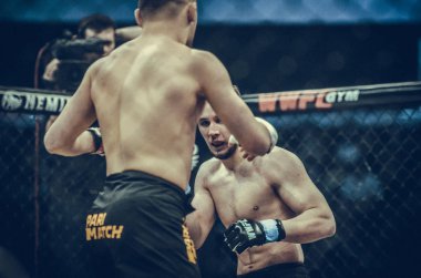 Kiev, Ukrayna - 02 Mart 2019: Lazarevich Eduard mma savaşçıları 