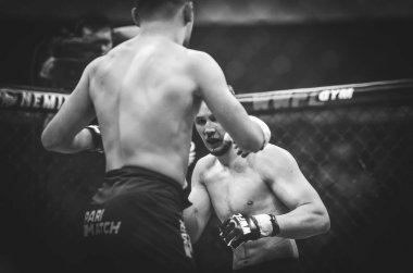 Kiev, Ukrayna - 02 Mart 2019: Lazarevich Eduard mma savaşçıları 