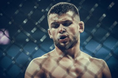Kiev, Ukrayna - 02 Mart 2019: Lazarevich Eduard mma savaşçıları 