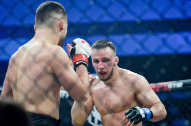 Kiev, Ukrayna - 02 Mart 2019: Lazarevich Eduard mma savaşçıları 