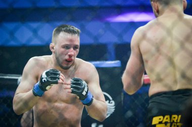 Kiev, Ukrayna - 02 Mart 2019: Lazarevich Eduard mma savaşçıları 