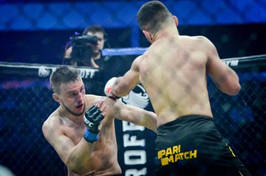 Kiev, Ukrayna - 02 Mart 2019: Lazarevich Eduard mma savaşçıları 