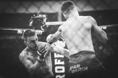 Kiev, Ukrayna - 02 Mart 2019: Lazarevich Eduard mma savaşçıları 
