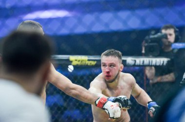 Kiev, Ukrayna - 02 Mart 2019: Lazarevich Eduard mma savaşçıları 
