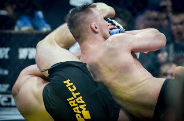 Kiev, Ukrayna - 02 Mart 2019: Lazarevich Eduard mma savaşçıları 