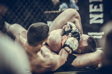 Kiev, Ukrayna - 02 Mart 2019: Lazarevich Eduard mma savaşçıları 