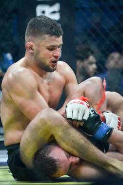 Kiev, Ukrayna - 02 Mart 2019: Lazarevich Eduard mma savaşçıları 