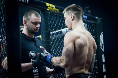 Kiev, Ukrayna - 02 Mart 2019: Kirill Gorobets mma fighters tr