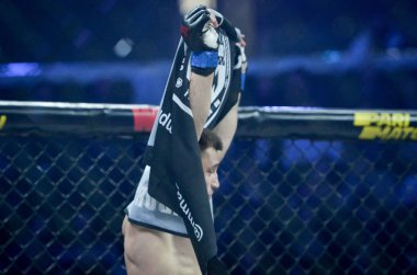 Kiev, Ukrayna - 02 Mart 2019: Kirill Gorobets mma fighters wi