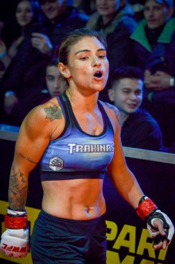 Kiev, Ukrayna - 02 Mart 2019: Edna Oliveira mma kız savaşçılar 