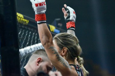 Kiev, Ukrayna - 02 Mart 2019: Edna Oliveira mma kız savaşçılar 
