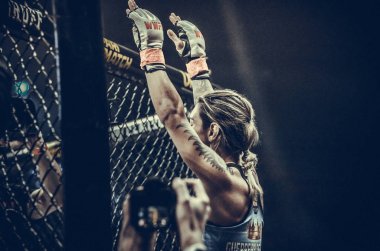 Kiev, Ukrayna - 02 Mart 2019: Edna Oliveira mma kız savaşçılar 