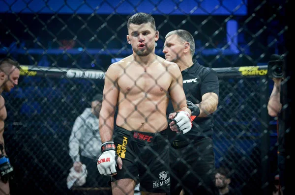 Kiev, Ukraina-mars 02, 2019: Grozdev Nikolay MMA fighters Win — Stockfoto