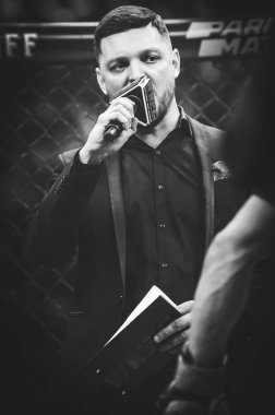 Kiev, Ukrayna - 02 Mart 2019: Wwfc 14 i sırasında progrramme göster