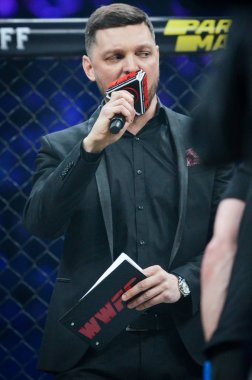 Kiev, Ukrayna - 02 Mart 2019: Wwfc 14 i sırasında progrramme göster