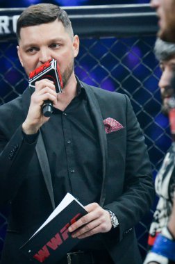 Kiev, Ukrayna - 02 Mart 2019: Wwfc 14 i sırasında progrramme göster