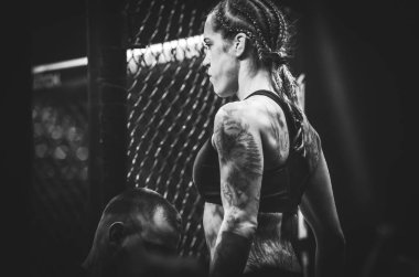 Kiev, Ukrayna - 02 Mart 2019: Eva Duarte mma kız savaşçıları ent