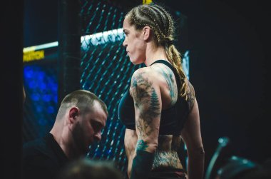 Kiev, Ukrayna - 02 Mart 2019: Eva Duarte mma kız savaşçıları ent