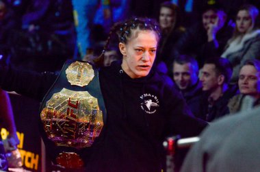 Kiev, Ukrayna - 02 Mart 2019: Sormova Magdaalena mma kız figh