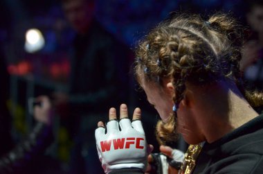 Kiev, Ukrayna - 02 Mart 2019: Sormova Magdaalena mma kız figh