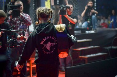 Kiev, Ukrayna - 02 Mart 2019: Sormova Magdaalena mma kız figh