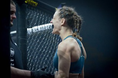Kiev, Ukrayna - 02 Mart 2019: Sormova Magdaalena mma kız figh