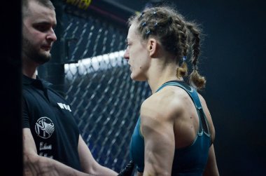 Kiev, Ukrayna - 02 Mart 2019: Sormova Magdaalena mma kız figh
