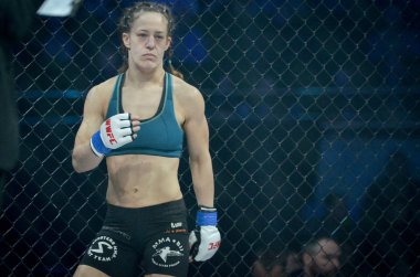 Kiev, Ukrayna - 02 Mart 2019: Sormova Magdaalena mma kız figh