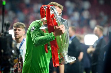 Madrid, İspanya - 01 Mayıs 2019: Liverpool oyuncuları w kutlamak