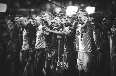 Madrid, İspanya - 01 Mayıs 2019: Liverpool oyuncuları w kutlamak