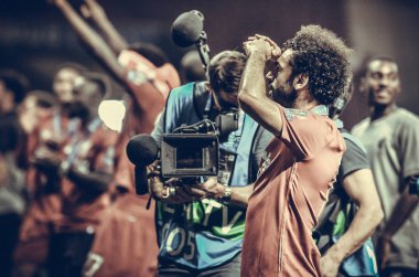 Madrid, İspanya - 01 Mayıs 2019: Mohamed Salah winnilerini kutladı