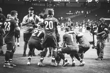 Madrid, İspanya - 01 Mayıs 2019: Liverpool oyuncuları w kutlamak