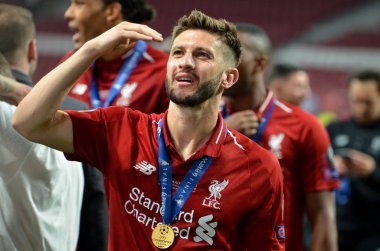 Madrid, İspanya - 01 Mayıs 2019: Liverpool oyuncuları w kutlamak