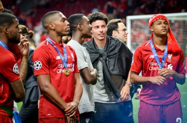 Madrid, İspanya - 01 Mayıs 2019: Liverpool oyuncuları w kutlamak