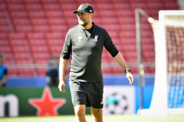 Madrid, İspanya - 01 Mayıs 2019: Jurgen Klopp Uefa Champi sırasında