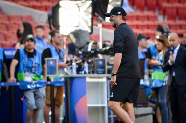 Madrid, İspanya - 01 Mayıs 2019: Jurgen Klopp Uefa Champi sırasında