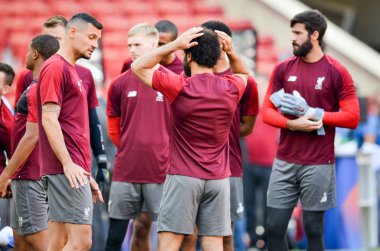 Madrid, İspanya - 01 Mayıs 2019: Liverpo'nun antrenman oyuncuları