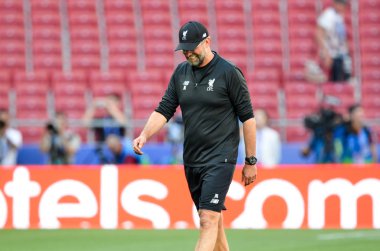 Madrid, İspanya - 01 Mayıs 2019: Jurgen Klopp Uefa Champi sırasında