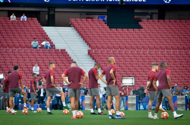 Madrid, İspanya - 01 Mayıs 2019: Liverpo'nun antrenman oyuncuları