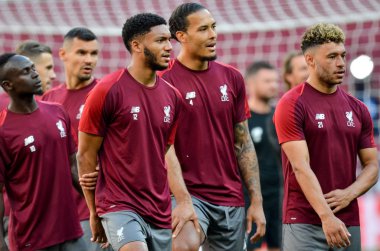 Madrid, İspanya - 01 Mayıs 2019: Liverpo'nun antrenman oyuncuları