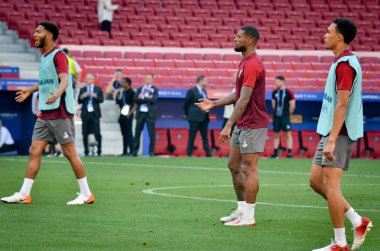 Madrid, İspanya - 01 Mayıs 2019: Liverpo'nun antrenman oyuncuları