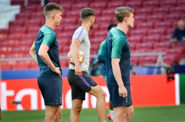 Madrid, İspanya - 01 Mayıs 2019: Tottenh'in antrenman oyuncuları