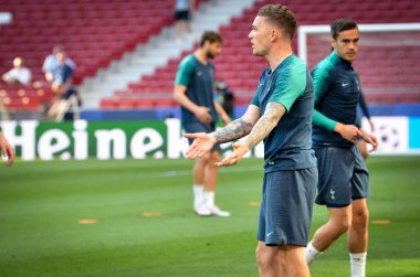 Madrid, İspanya - 01 Mayıs 2019: Tottenh'in antrenman oyuncuları